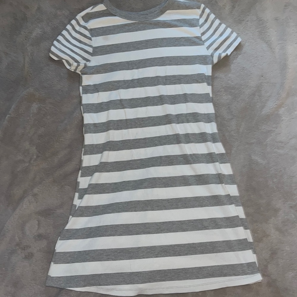 Grey and white stripped dress